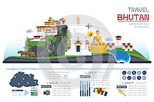 Info graphics travel and landmark bhutan template design.