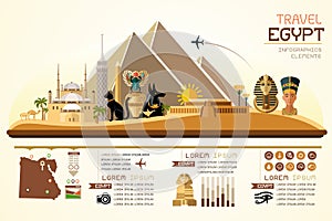 Info graphics travel and landmark egypt template design.