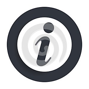 Info icon flat vector round button clean black and white design concept isolated illustration