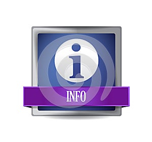 Info icon glossy blue reflected square button