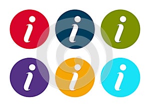 Info icon modern flat round button set illustration