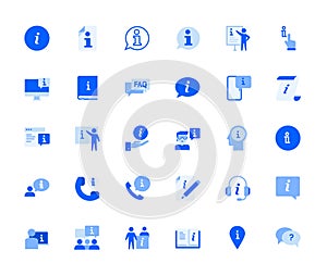 Info and support icons set for personal and business use