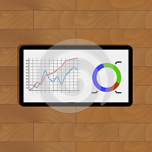 Infochart color on wooden table