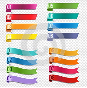 Infografic Colorful Ribbons collection Transparent Background