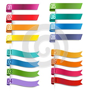 Infografic Colorful Ribbons collection White Background photo