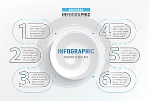 Infograph 6 step element. Circle graphic chart diagram, business graph design. Vector illustration