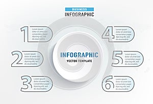 Infograph 6 step element. Circle graphic chart diagram, business graph design. Vector illustration