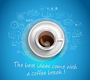Infograph background template with a fresh coffee on table