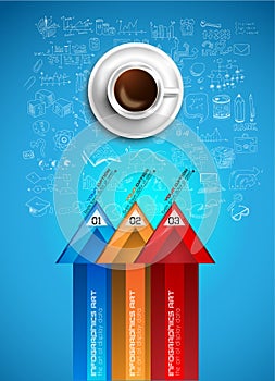 Infograph background template with a fresh coffee on table