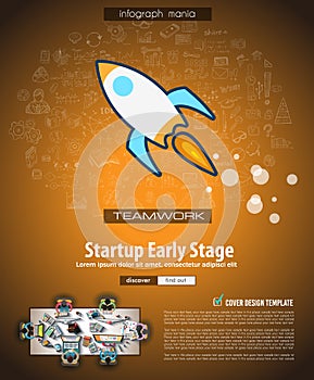 Infograph Brochure template with hand drawn sketches a