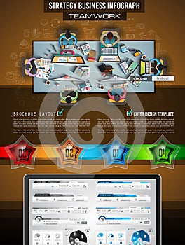 Infograph Brochure template with hand drawn sketches a