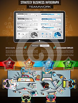 Infograph Brochure template with hand drawn sketches a