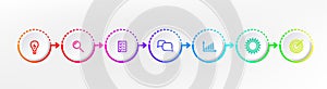 Infograph steps element. Circle graphic chart diagram, business timeline graphic design in rainbow color. Vector