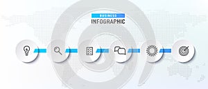 Infograph timeline process with circles. Diagram flowchart with icon templates. Vector illustration
