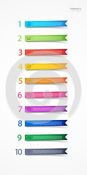 Infographic 10 options ribbon design elements for your business data. Vector