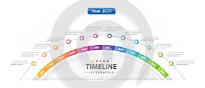 Infographic 12 Months modern Timeline diagram calendar.