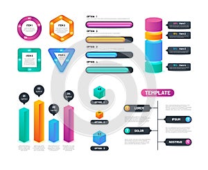 Infographic 3d template. Business charts, graphs and diagrams with options and steps. Vector infographics layout