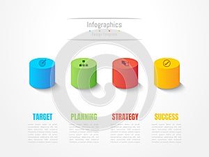 Infographic 4 options design elements for your business data. Vector