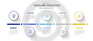 Infographic 5 Steps Modern Timeline diagram roadmap with circle pie chart