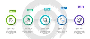 Infographic 5 Steps Modern Timeline diagram with roadmap and rectangle topic charts, vector infographic