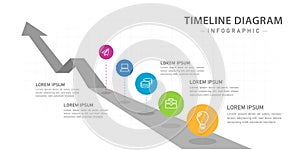 Infographic 5 Steps Timeline diagram with roadmap with circles