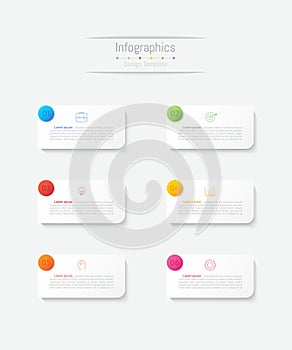 Infographic 6 options design elements for your business data. Vector