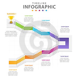Infographic 6 Steps Modern Timeline diagram with 3D Stairs, presentation vector infographic