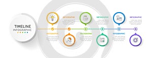 Infographic 6 Steps Modern Timeline diagram roadmap with circle topic chart, vector
