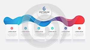 Infographic 6 Steps Modern Timeline diagram with roadmap and rectangle topic charts, vector