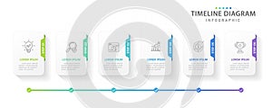 Infographic 6 Steps Modern Timeline diagram roadmap with rectangle topics