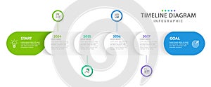 Infographic 6 Steps Modern Timeline diagram with roadmap and rounded rectangle topic charts, vector infographic