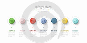 Infographic 7 options design elements for your business data. Vector