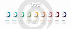 Infographic 9 options design elements for your business data. Vector