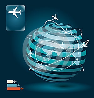 Infographic airplane connections network concept design