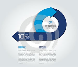 Infographic arrow circle template, diagram, chart with text fields.