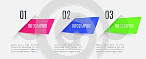 Infographic arrows with 3 step up options and glass elements. Vector template in flat design style.