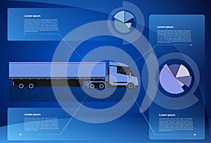 Infographic Banner Cargo Truck Trailer Vehicle Over World Map Worldwide Shipping And Delivery Concept