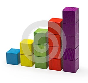 Infographic Blocks Chart, Stack Bar Growth, Toy Bricks Isolated