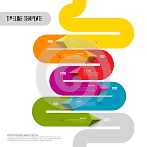 Infographic bold solid color vertical timeline template with left and right triangle arrows