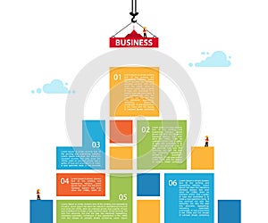 Infographic building business. concept of building success. Crane