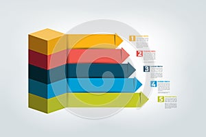 Infographic business arrows staircase diagram, template, chart, scheme.