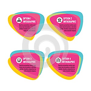 Infographic business concept - abstract vector smooth shapes. Numbered step option with text and icons.