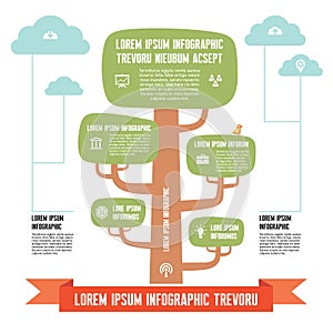 Infographic Business Concept - tree with clouds - design illustration