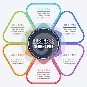 Infographic business design 6 Steps, objects, elements or options infographic design template for business