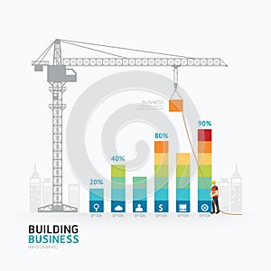 Infographic business graph template design. building to success c