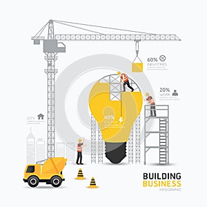 Infographic business light bulb shape template design.building