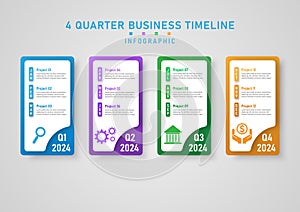 infographic business planning 4 quarter bright multi colored squares