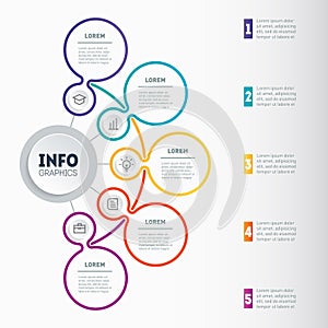 Infographic or Business presentation with 5 options. Web Template of a chart, mindmap or diagram with five steps. Vector dynamic