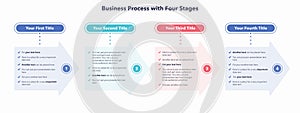 Infographic for business process with four colorful stages