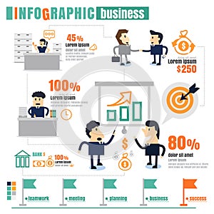 Infographic Business Team work, success, communication, profits.